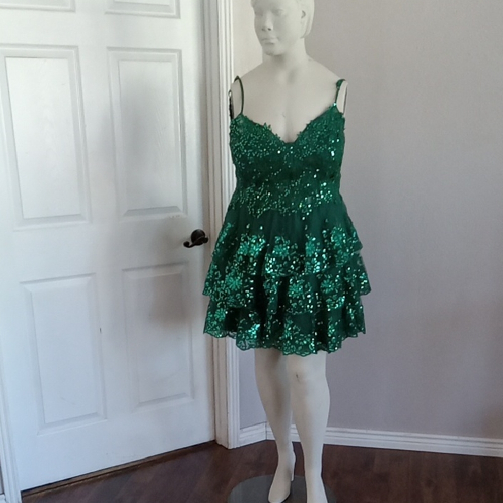 Green Sequin Prom Homecoming Dress